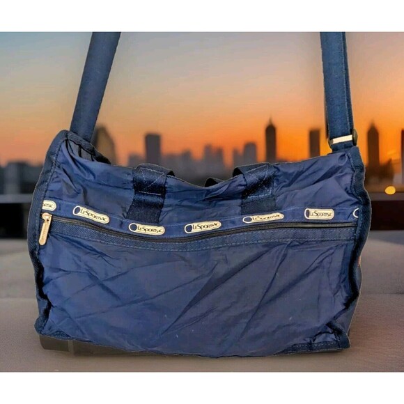 LeSportsac Blue Made in USA 16.5”x10”x7” Adjustable Strap Carry On Crossbody Bag